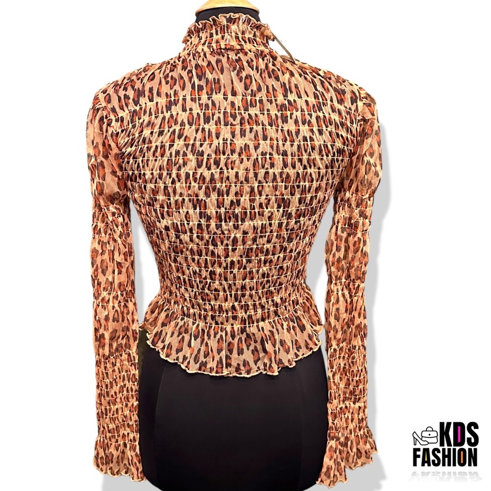 Free People Sheer “Hello There” Cleopard Combo Top SM - Picture 11 of 13